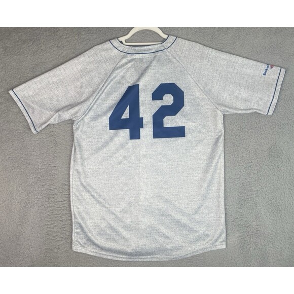 MLB Jersey Jackie Robinson #42 Brooklyn Dodgers Mens Large 44 Gray Promo Stadium - Picture 1 of 6